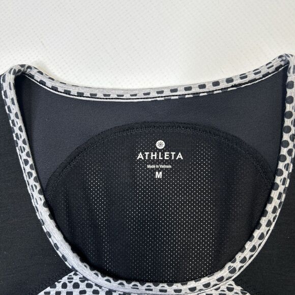 Athleta Dot Fuse Mesh Back Stretchy Dress Size Medium Black Gray Sleeveless - Picture 9 of 11
